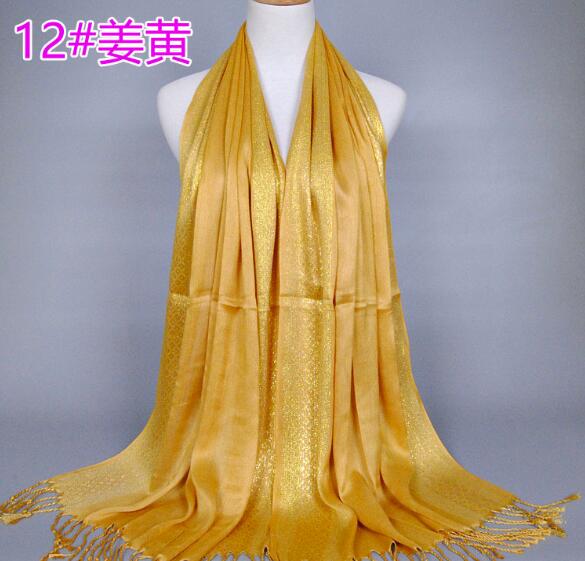 Brand de Lux Eșarfă Musulmană Aurie cu Sclipici Hijaburi Eșarfă de Cap Arabă din Orientul Mijlociu Batic Islamic din bumbac Bandană