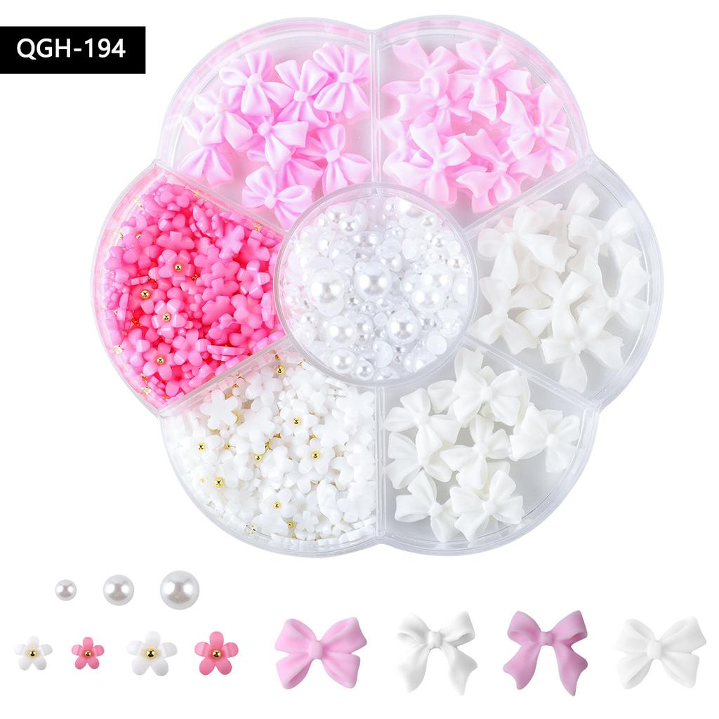 Christmas Velvet Red White Resin Bow New Year'S Nail Art Jewelry Mixed Set Accessories