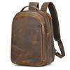 Retro Genuine Leather Backpack Men's Crazy Horse Leather Schoolbag Multifunction Daypack Leather Bag for Men