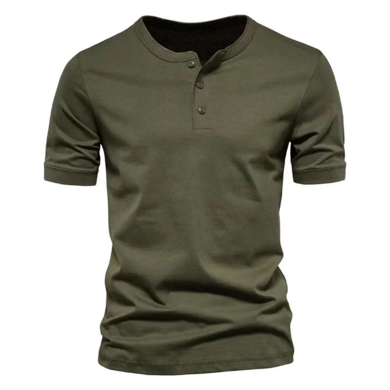 IHUASU Men's Fashion Casual Summer Spring Short Sleeve V-Neck Blouses & Shirts Elegant