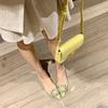 Sommar Damer Kristallpumps Eleganta Kitten Heels Bröllopsskor Spetsig Tå Höga Klackar Slingback Tyg Strass Sandaler