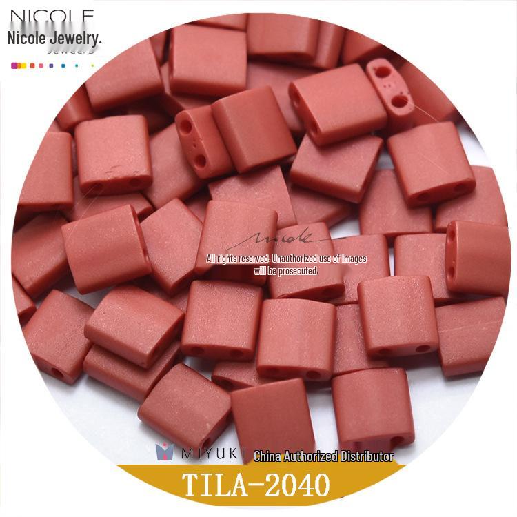 Frosted Iridescent MIYUKI Tila Square Double-Hole Beads, 10g