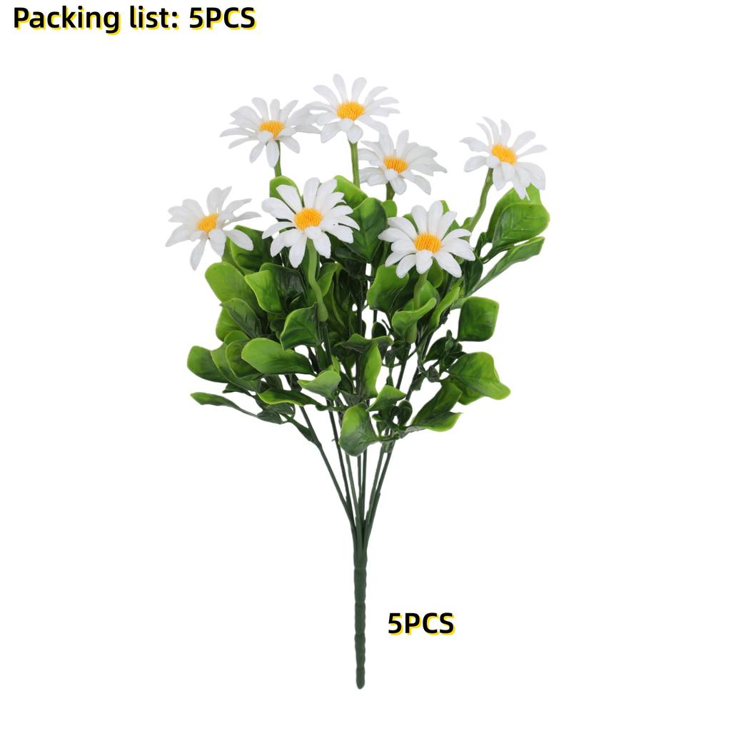 5/10 Pcs Realistic Artificial Daisy Bouquet UV Resistant Faux Flower  for Home Garden Hotel, Office Spring Summer Outdoor Decor