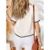 American Shiying Color Matching round Neck Short sleeve knit Women 2025 Summer New All-Match Three-Quarter Sleeve Top Women