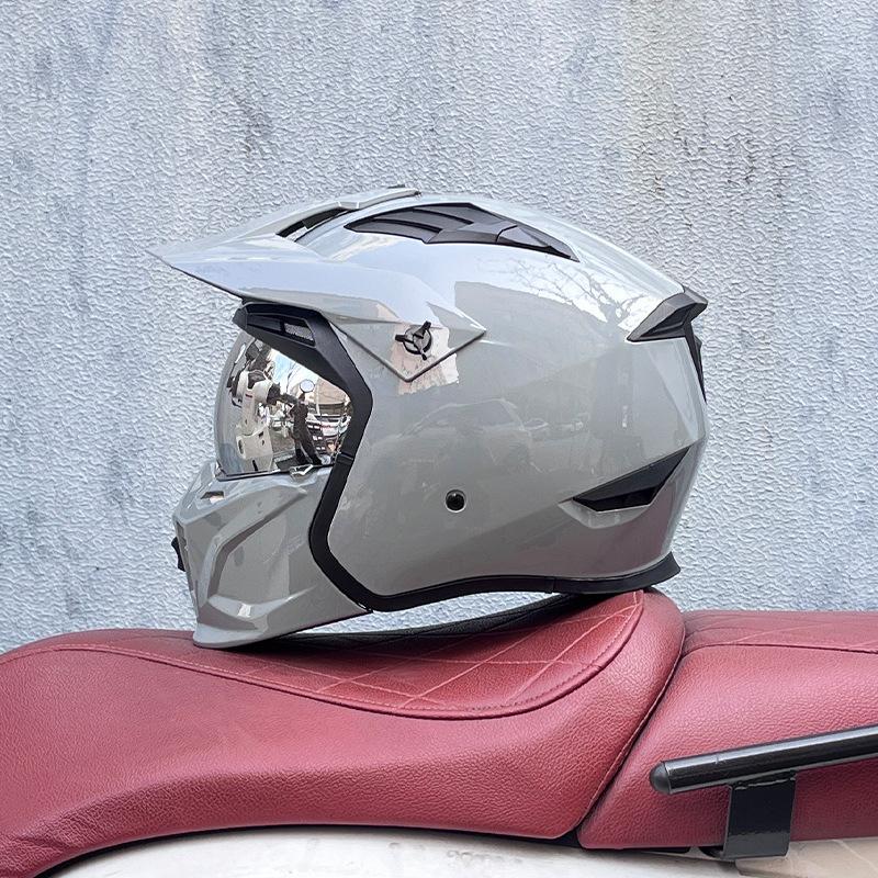 Street Fighter Motorcycle Helmet Men's and Women's Full Helmet Four Seasons Locomotive Retro Detachable Combination Helmet