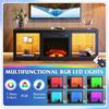 58 Inches Fireplace TV Stand with LED Lights, Modern Entertainment Center with 18 Electric Fireplace Amp Adjustable Glass Shelve