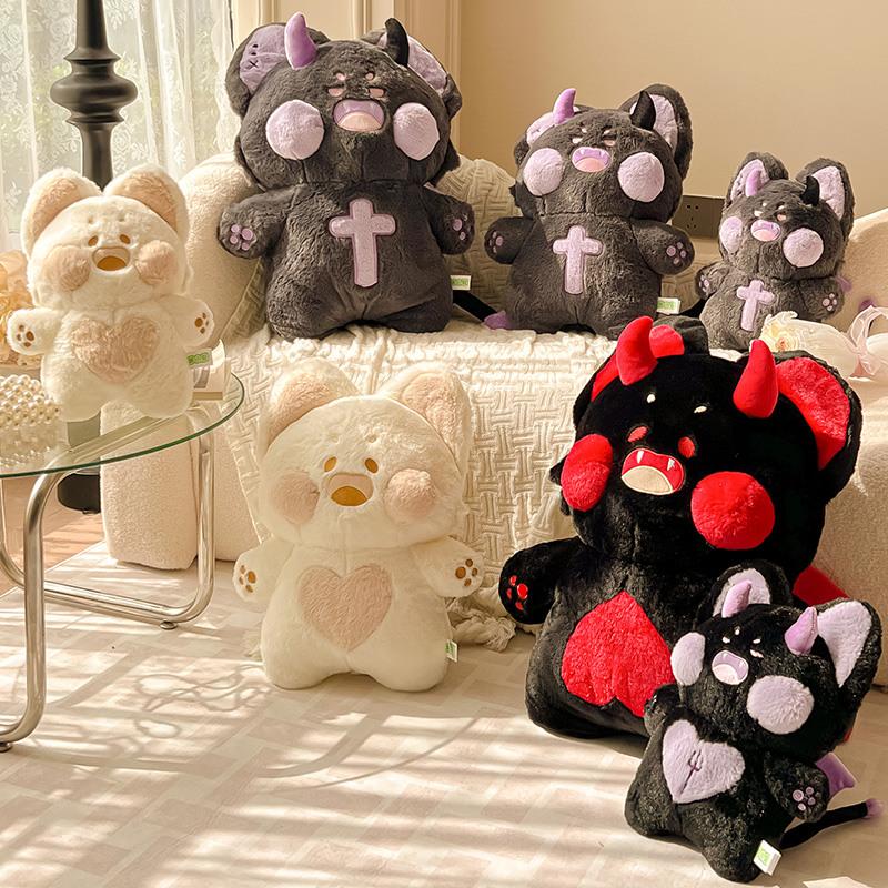 Evil Dark Cat Plush Pillow Stuffed Black Red Grey Purple Cartoon Kitten Standing Doll Halloween Party Gift