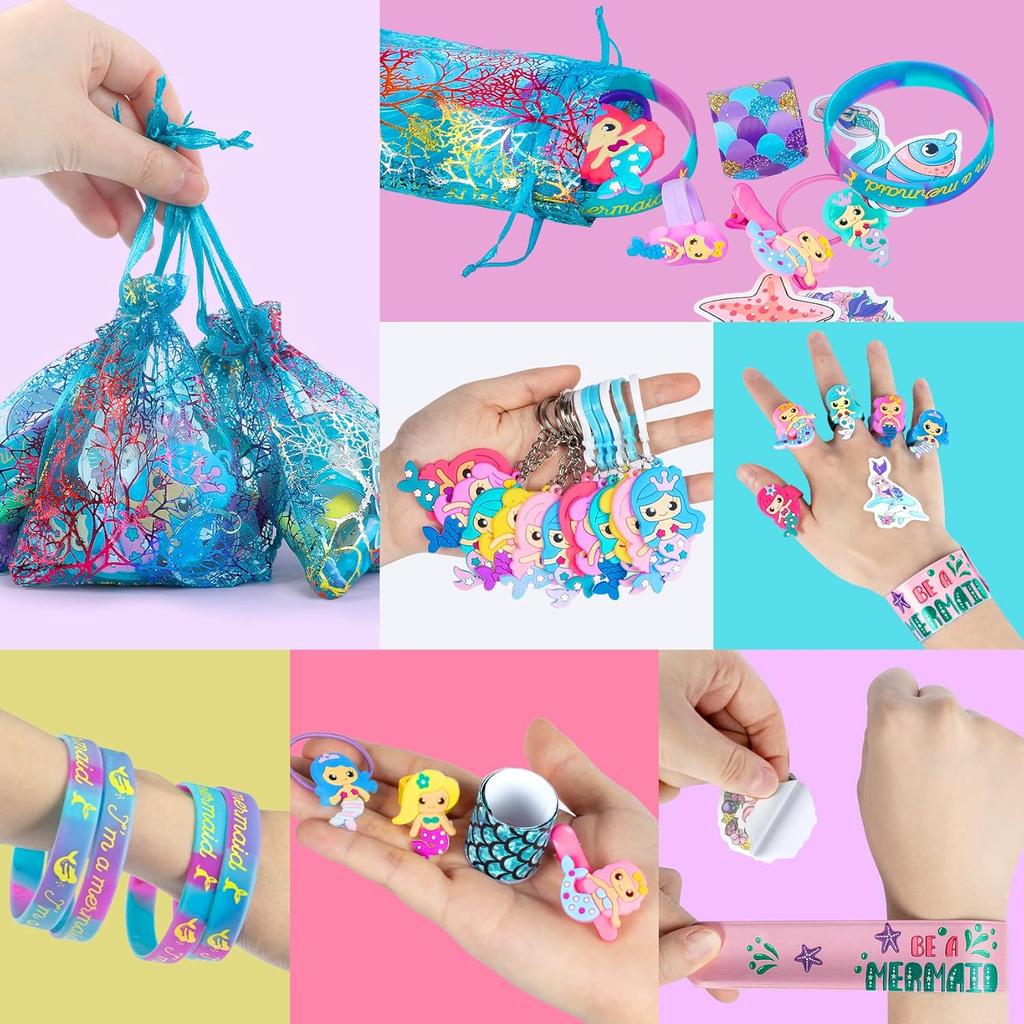 134Pcs Mermaid Party Favors Mermaid Pinata Litttle Mermaid Birthday Party Decorations Toys for Gifts Goodie Bag Classroom Prizes