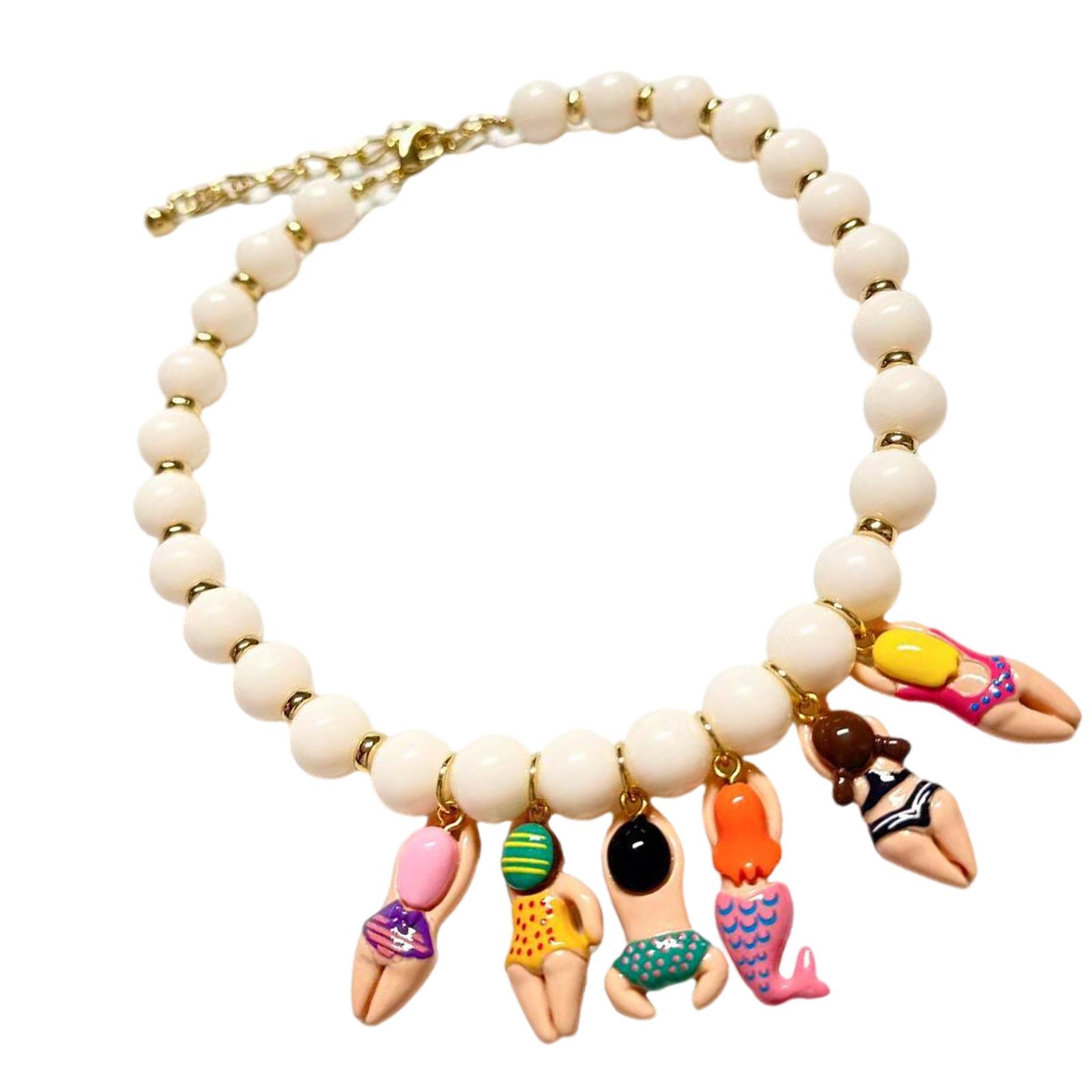 

Креативное ожерелье-подвеска в виде куклы-бикини из бусин ручной работы с разноцветными стеклянными бусинами для детских аксессуаров для пляжной вечеринки