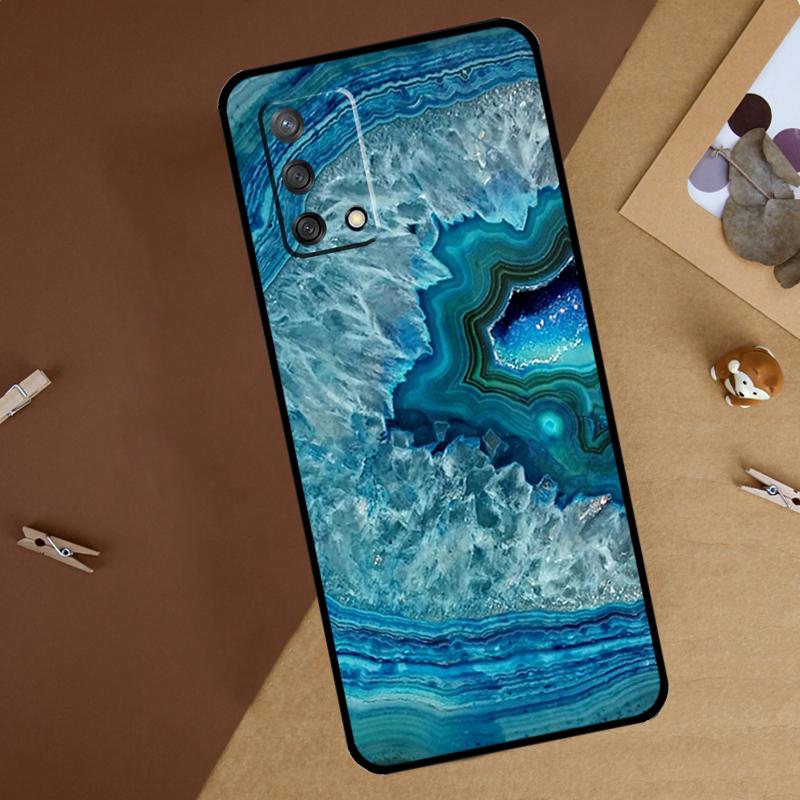 Agate Gem Crystals Marble Pattern For Oppo A18 A38 A58 A78 A98 A40 A60 A80 A74 A94 A54 A16 A76 A96 A15 A57S A17 A77 Phone Case