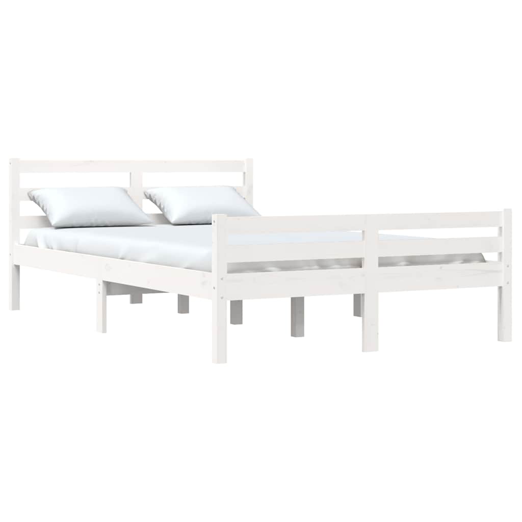Vidaxl Rama Łóżka, Biała, Lite Drewno, 135X190 Cm, Podwójna