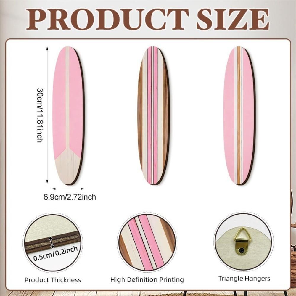 3PCS Summer Theme Wooden Surfboard Ornament Hawaiian Style Ocean Surfboard Decor  Home Wall Decor