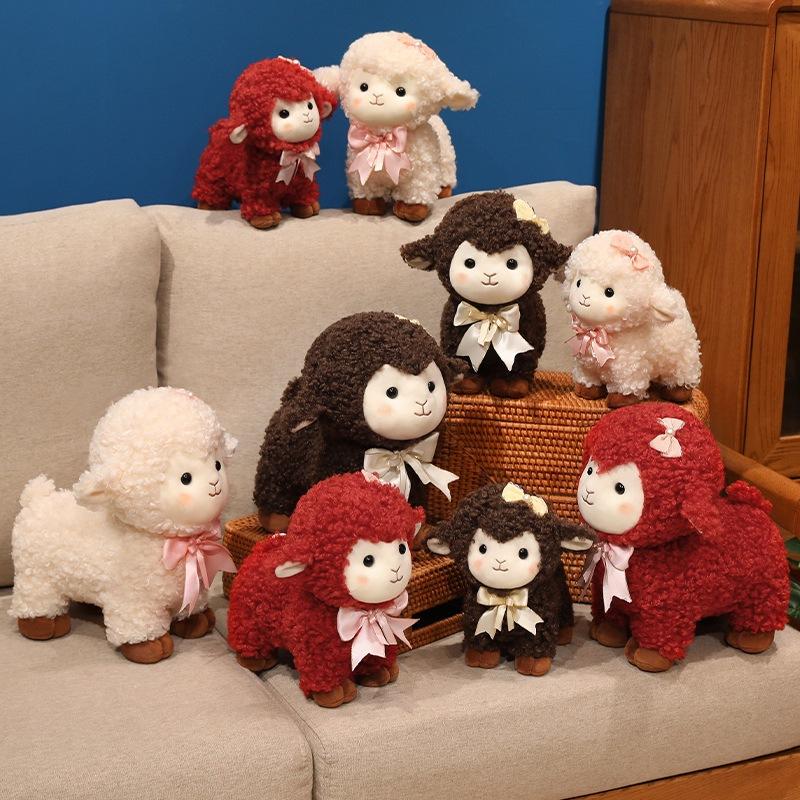 Year of Sheep Mascot Plush Toy, Cute Lucky Sheep Stuffed Doll, Soft Blessing Sheep Plushie for Festival Gift Home Decor