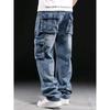 Jeans da lavoro multitasche in stile americano, pantaloni cargo larghi da uomo, jeans da motociclista, taglie forti