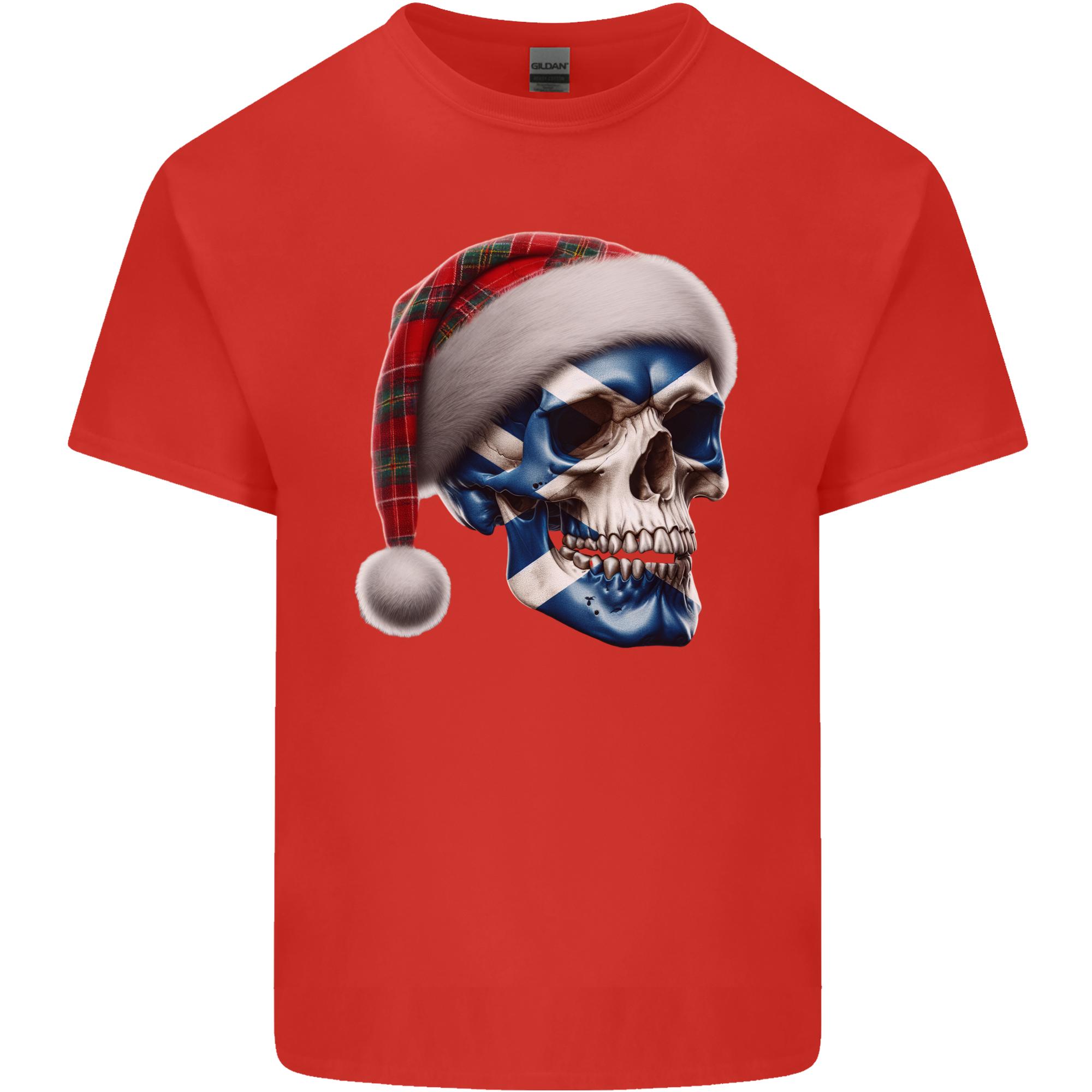 Scotland Christmas Skull Xmas Scottish Flag Biker Unisexs Light Cotton Tshirt S