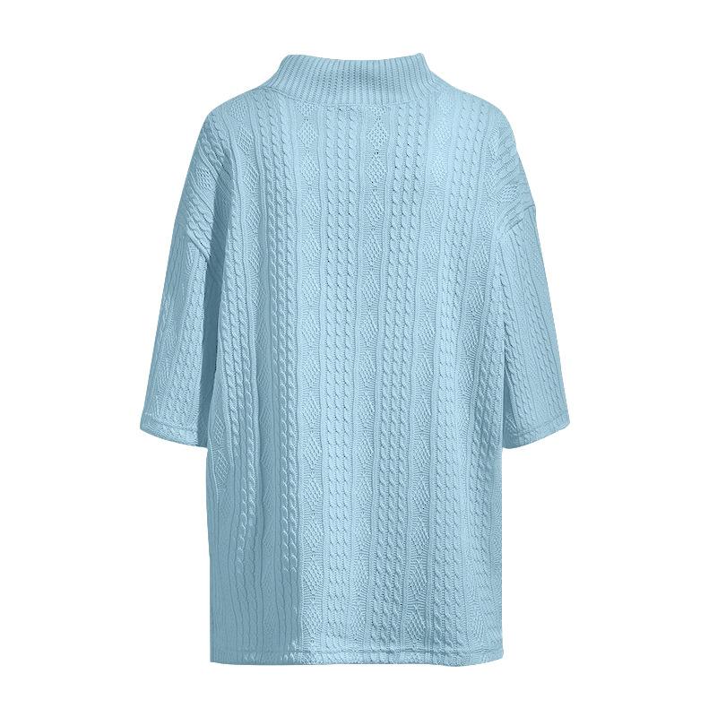 2024 Spring/Summer New European and American Casual Loose 7/4 Sleeve Jacquard Knitwear Top Shorts Men's Set