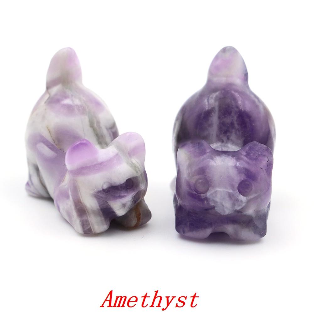 

30 мм Милая статуэтка кошки из натурального камня, кристалл, ручная резьба, исцеляющая фигурка животного, Рейки, драгоценный камень, ремесло, украшение для дома, праздничный подарок 1 pcs