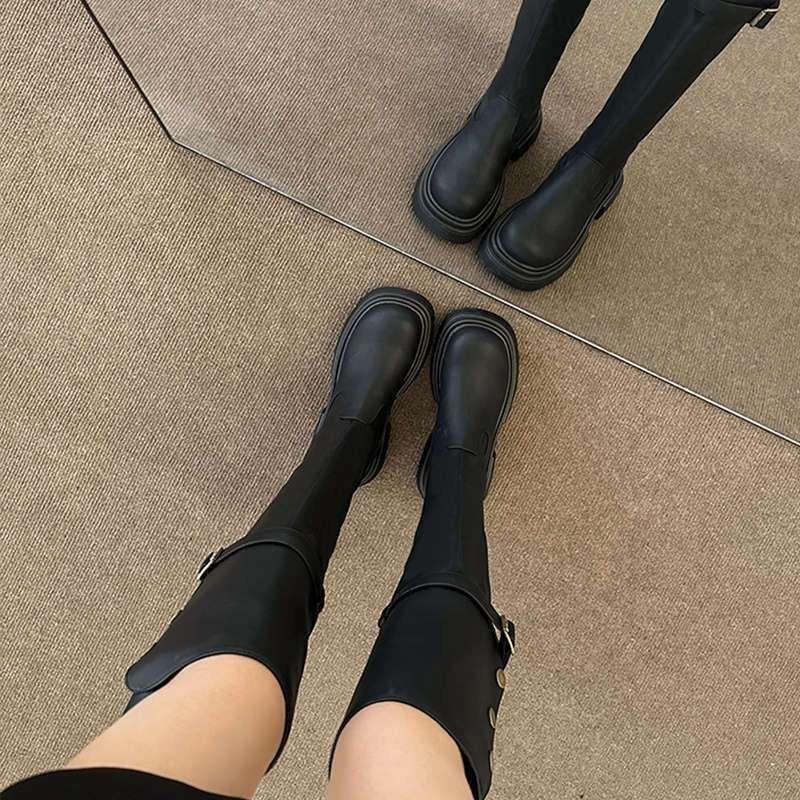 Autumn Women Boots New Fashion Simple Long Tube Boot Thick Soled High-end Luxury Women Shoe Versatile Retro Over The Knee Boots