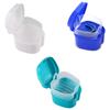 Blue denture case, denture cup with strainer, denture bath box, denture storage box with basket net, travel container holder