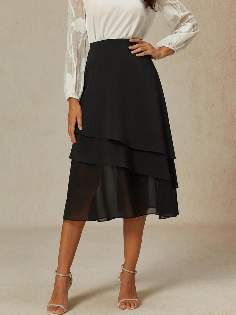 Plus Size Women's Fashion Casual Solid Layered Mesh Skirt