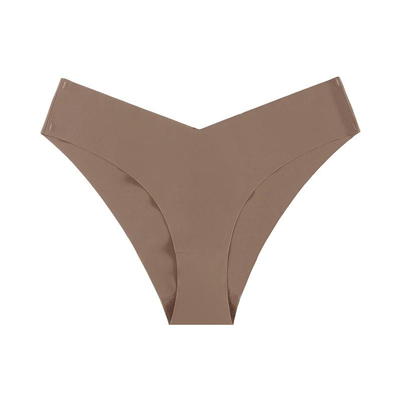 

European & American Seamless Ice Silk Women s Low Waist Briefs: Breathable Cotton Crotch, Hip-Lifting, Yoga Sports Underwear Small