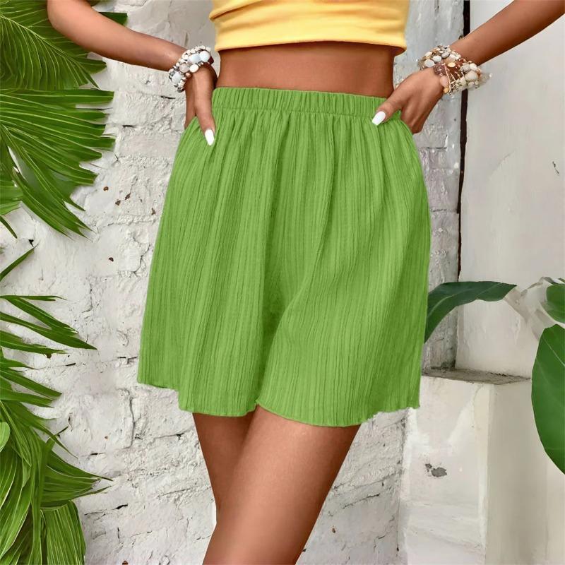 Damen Hohe Taille Einfarbige Shorts Frühling Sommer Mode Hose Dame Lässiges Outfit Kurze Hosen Strand Einfache Kleidung