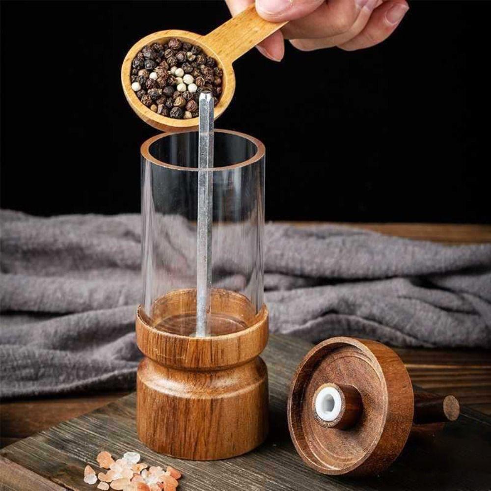Manual Acacia Wood Pepper Grinder Cross-head Spice Bottle Pepper Mill  Kitchen Seasoning Tool