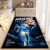 Soccer Star Area Rug, Erling Haaland Manchester City 9 Born to Score Blue Lightning Print, Football Fan Decor, Non-Slip Mat
