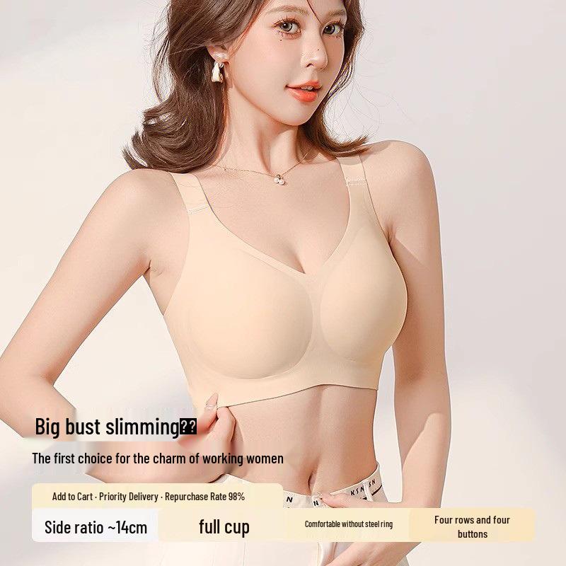 Seamless Full Coverage Lift Bra: Large Bust Support, Anti-Sagging, Shaping, Thin Summer Wear.
