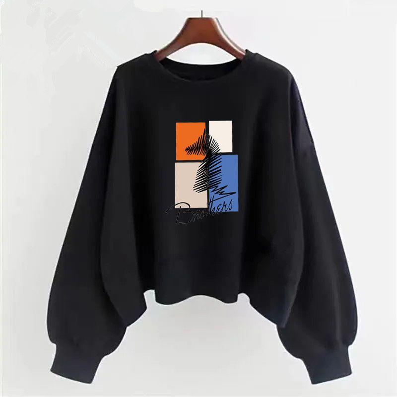 Moletom com capuz de algodão roxo feminino primavera e outono manga longa versão coreana gola redonda solta temporada escolar de setembro início do outono em roupas femininas