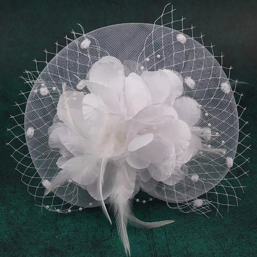 Feathers Mesh Fascinator Hat Elegant Bride Headdress Fashion Veil Hat Headwear  Wedding