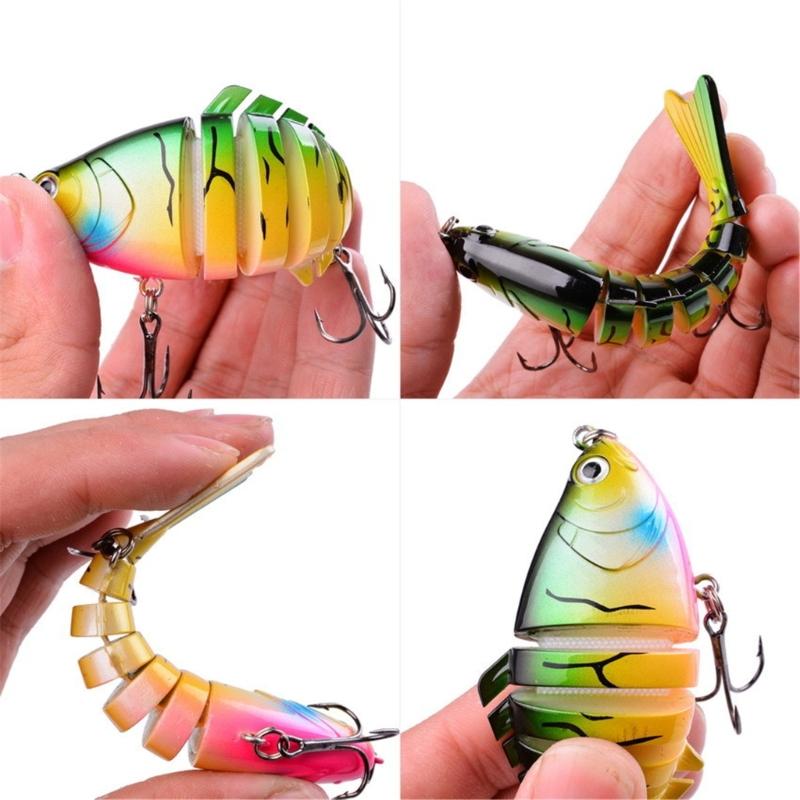 5pcs Artificial Hard Baits Swimming Lure with Treble Hook Multi Jointed Swimbait Saltwater Swimbait Fishing Tackle