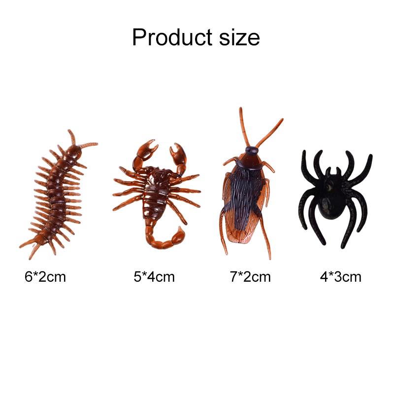 10pcs Halloween Simulation Bug Cockroach Spider Centipede Scorpion Plastics Prank Bug Funny Halloween DIY Decoration