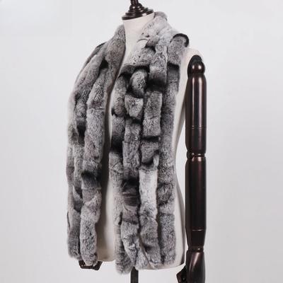 Winter Women Real Rex Rabbit Fur Scarf Natural Soft Chinchila Rex Rabbit Fur Scarves Lady Warm Soft Rex Rabbit Fur Muffler