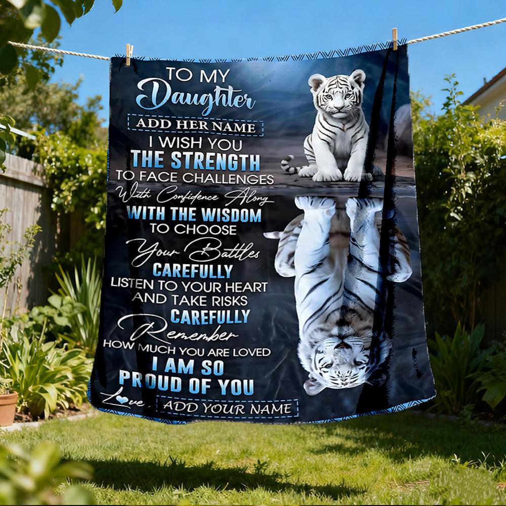 1pc Motivational Gift for Daughter Print Outdoor Blanket, Lightweight Polyester,