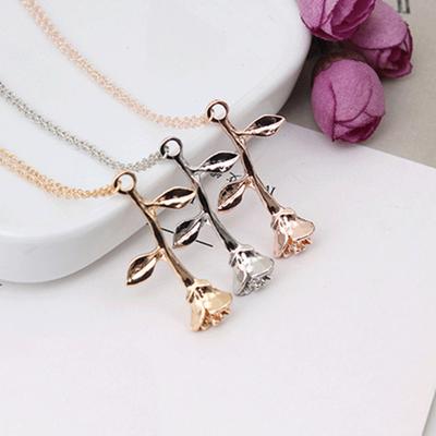 Necklace Unique Rose Flower Design Alloy Women Chain Necklace for Gifts