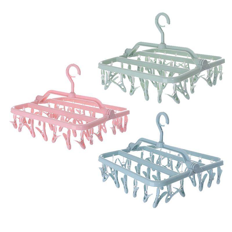 Clips 32 Clothespin Hanger Plastic Foldable Socks Underwear Bra Panties Hanging