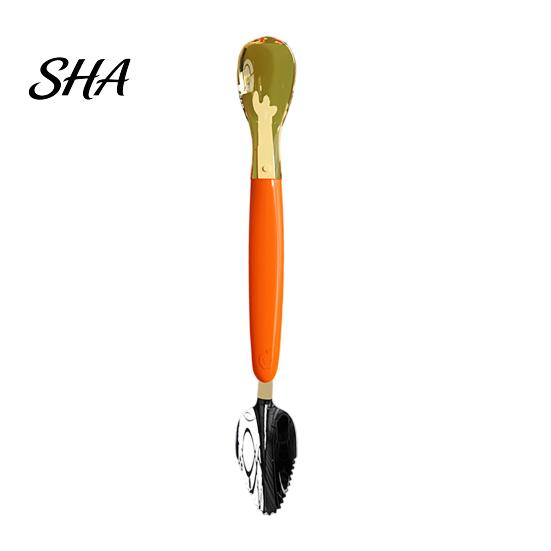 Fruit Scraper Spoon Double Head Baby Spoon, Silicone Feeding with Serrated Stainless Spoons Steel Scraper, Hygienic Infant Tool, for Puree Safe