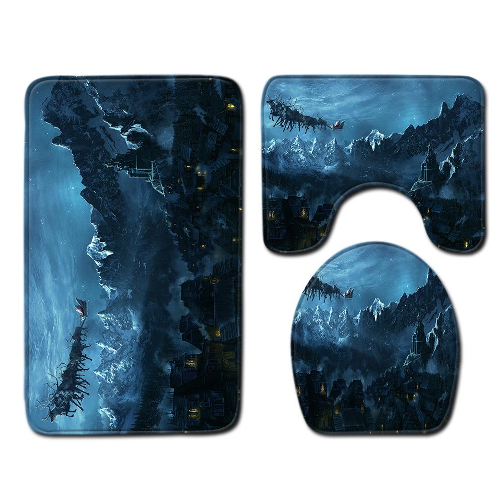Christmas Bathroom Floor Mat Toilet Three-Piece Set