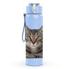 1PC Serious Tabby Cat Headshot 750ml Color Plastic Sports Water Bottle Leakproof Flip Straw Lid Suitable for Sports Office Home Use