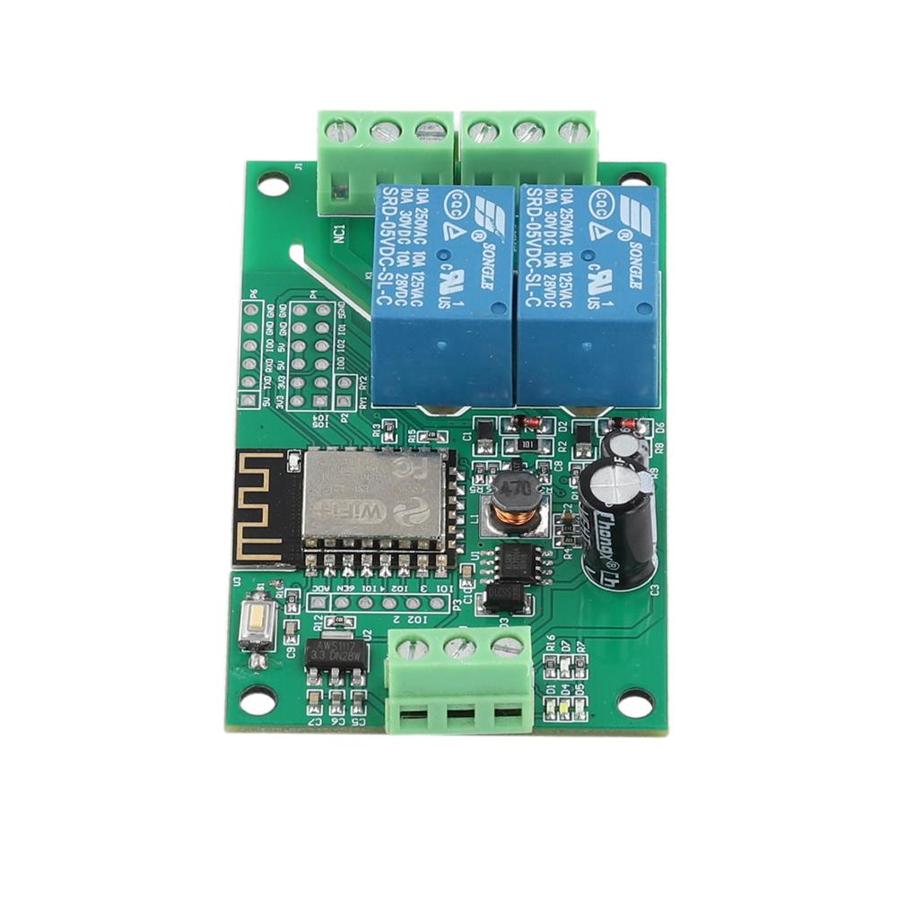 ESP8266 WIFI Switch Controller Board Dual Channel Wireless Smart Relay Module DC 5V 10A PCB Relay Module Based on Arduino