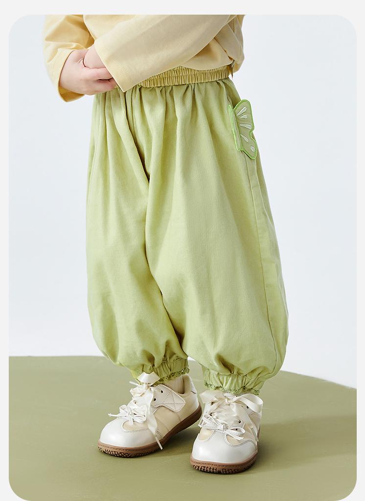 Mini Balabala Girls' Baby Pants Spring Soft, Skin friendly, Breathable Corduroy Cute Butterfly Bud Pants
