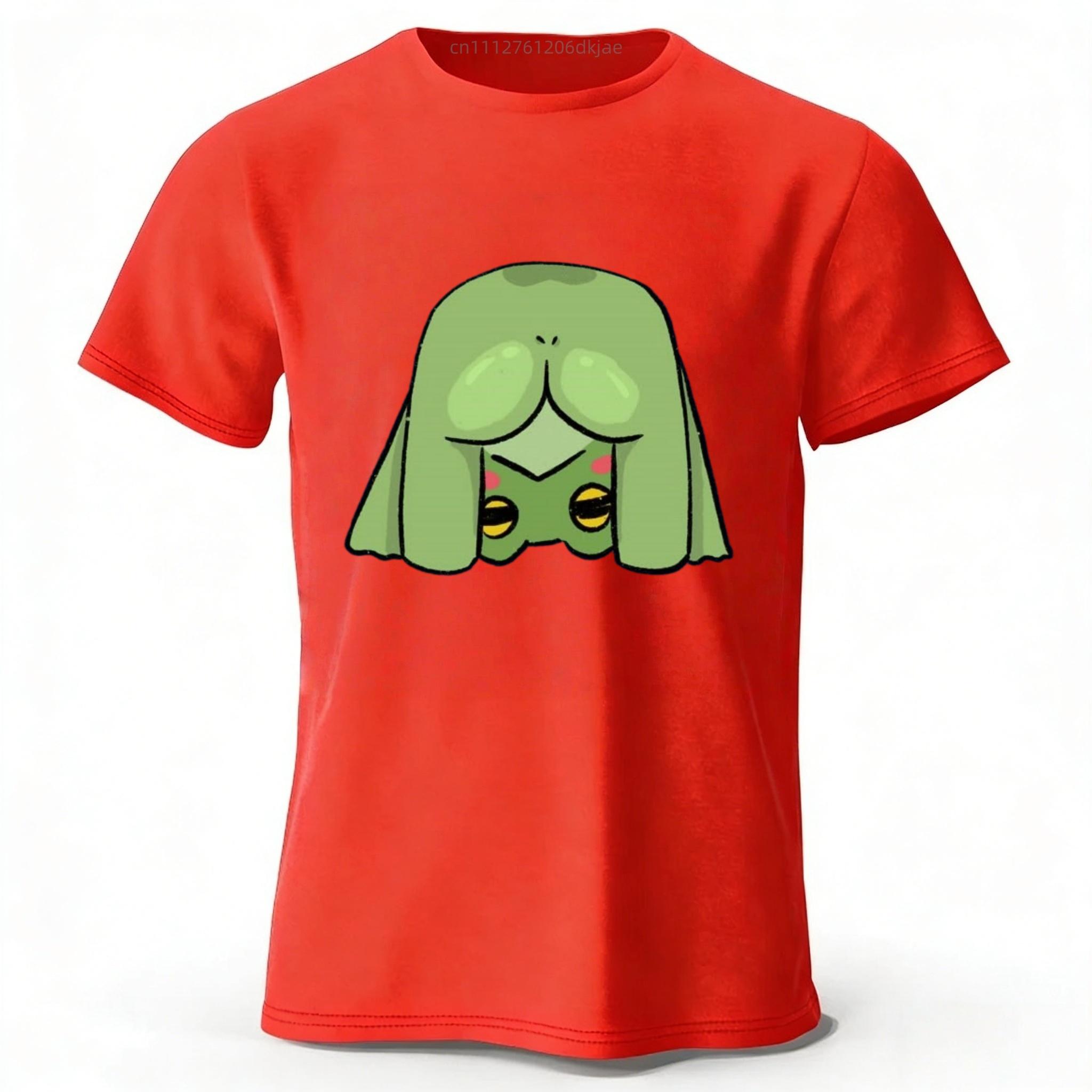 

Summer Frog Men s Pure Cotton Short Sleeved Loose Oversized Fashion Casual T-shirt Y2k Street Style Top M червоний