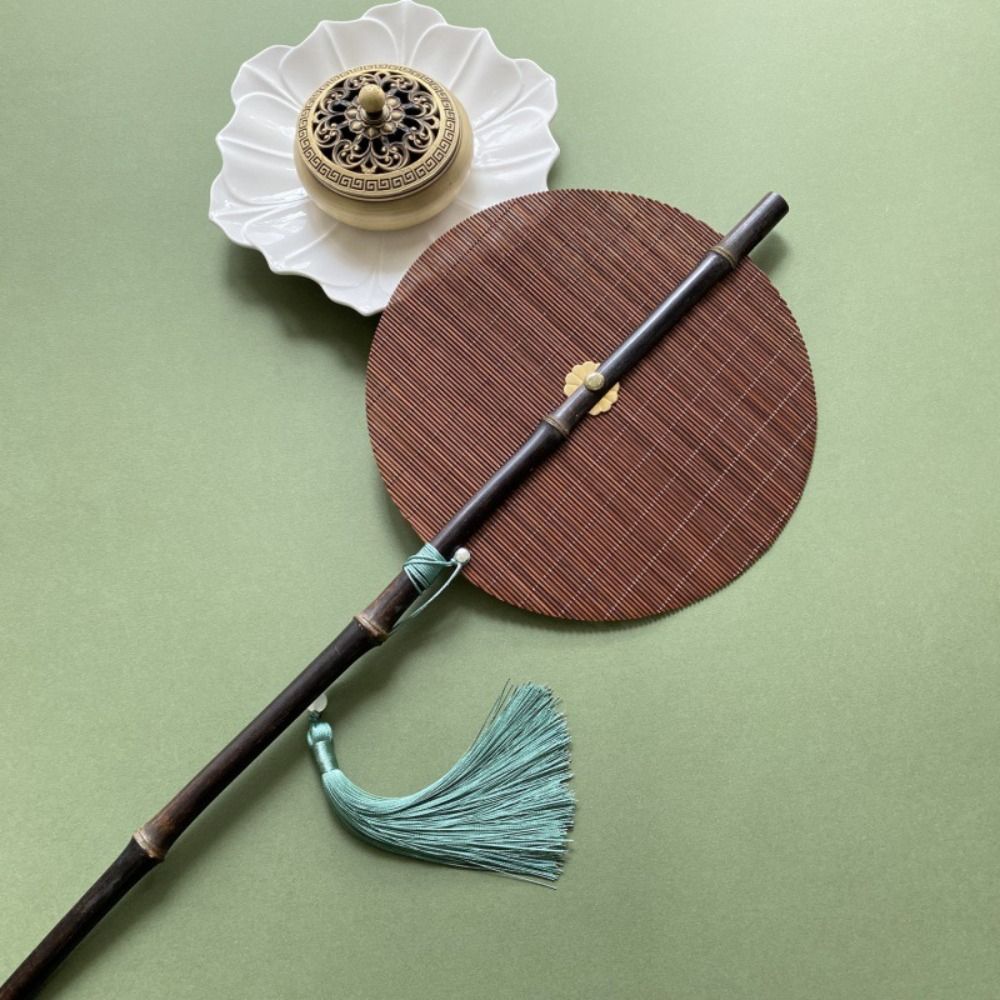 Chinese Style Purple Bamboo Waist Fan Natural Foldable Waist Fan Portable Hanfu Group Fan  for Home