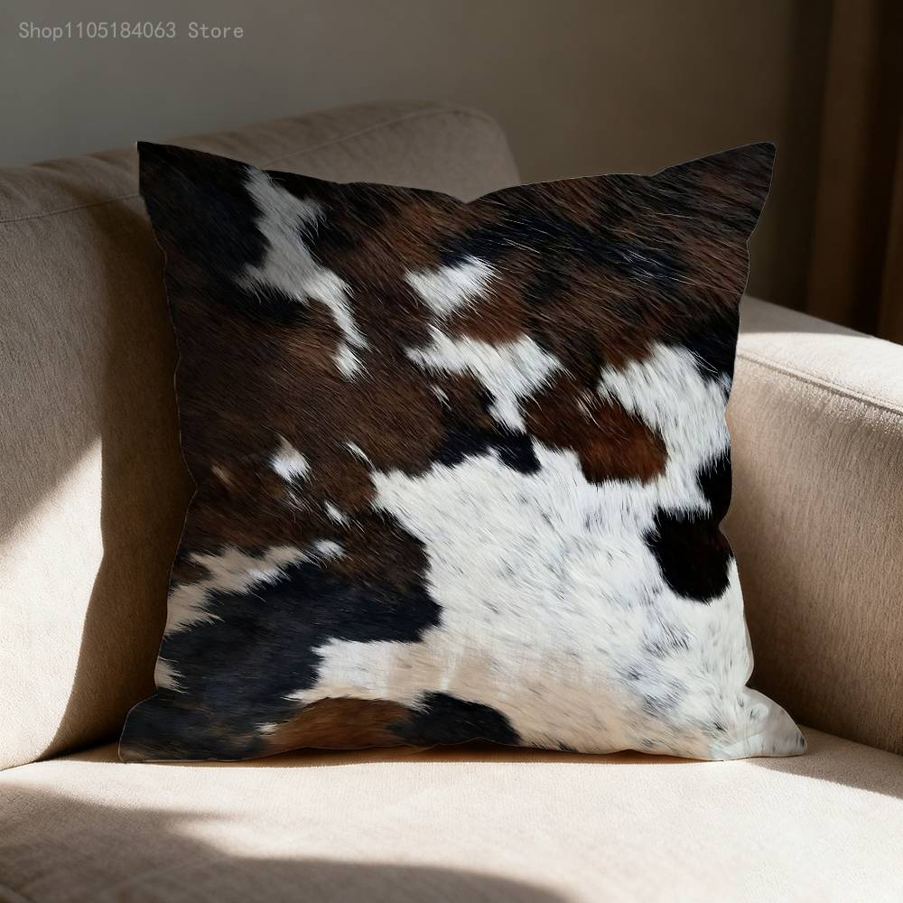 Moderní povlak na polštář s texturou kravské kůže z umělé kožešiny Pro 45x45cm 40x40cm 30x30cm 50x50cm 55x55cm Čtvercový povlak na domácí polštář