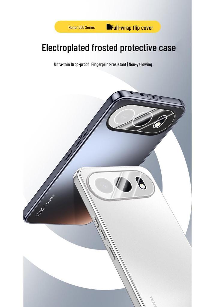 Electroplated Phone Case with Frosted 400 Lens Protection for Honor 80/90/100/200/300 Series