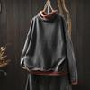 Women's Plus Size High Neck Patchwork Sweater - Winter Two-Piece Knitwear