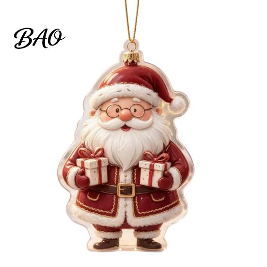 Seasonal Hanging Ornaments for Holidays 2D Flat Acrylic Christmas Ornaments, Decorative Holiday Tree Decorations Lightweight Decor Festivals
