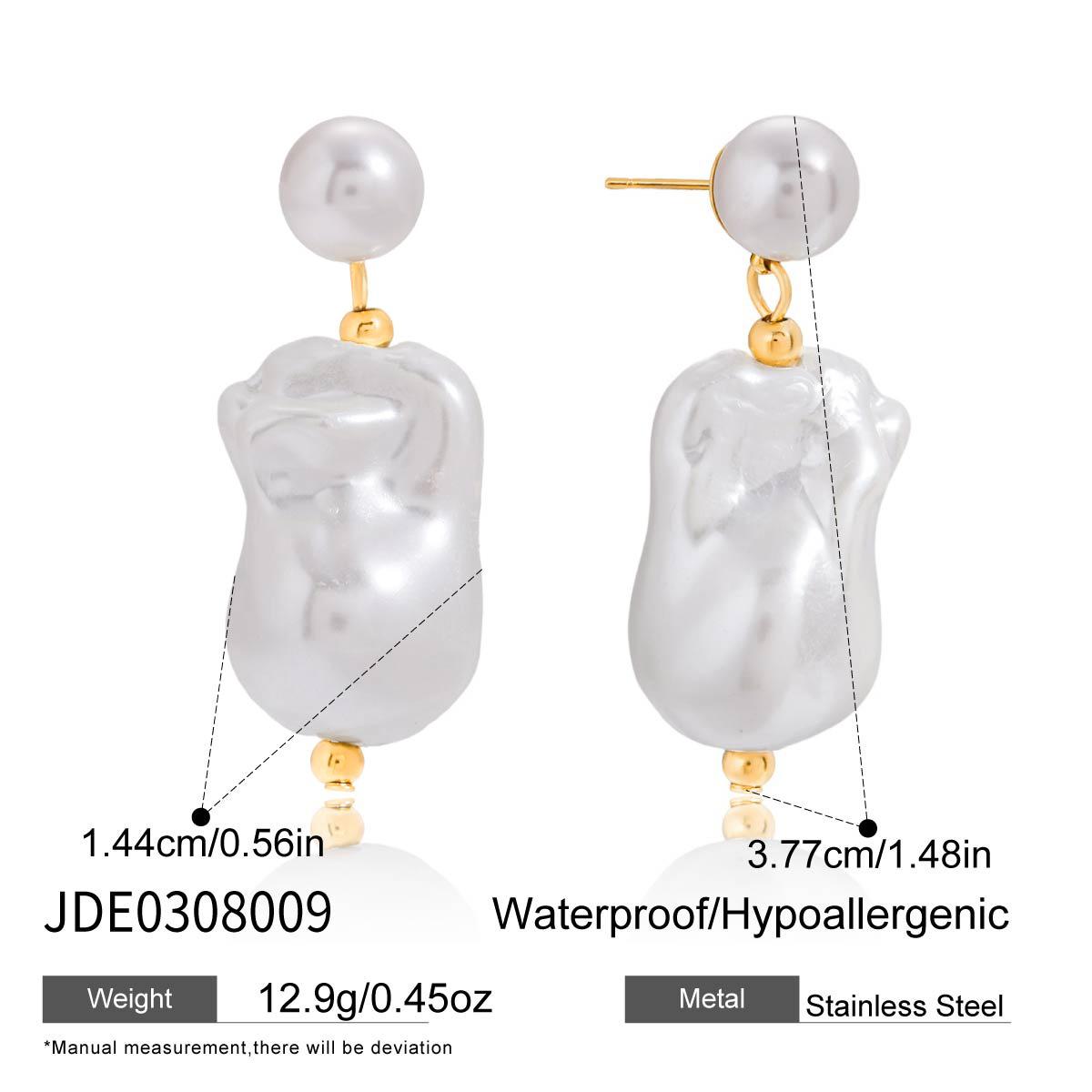 Серьги-пусеты Jiedin из титановой стали с имитацией жемчуга в стиле барокко, не тускнеющие, ювелирные изделия из нержавеющей стали