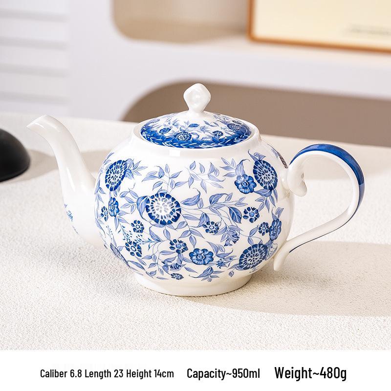 Squisito Set di Tazza da Caffè e Sottotazza in Ceramica Blu e Bianca Retrò